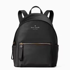 kate spade black nylon backpack with gold hardware